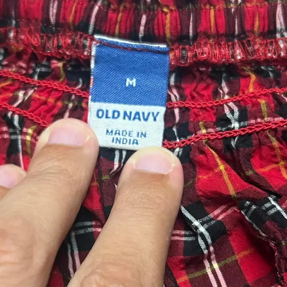 Red Black Tartan Plaid Off Shoulder Puff Sleeve Blouse M Cottagecore Prairie
